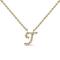 10K White Gold Diamond Accent "A" Initial Script Style Pendant Necklace