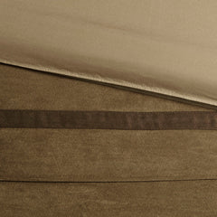 7 PC Pieced Faux Suede Comforter Set Natural Cal King