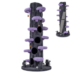 90.5 Inch Tall Multifunctional Cat Tree with Private Condos for Indoor Cats-Brown