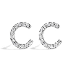 10K White Gold 1/10 Cttw Diamond Initial “A†Stud Earring