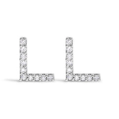 10K White Gold 1/10 Cttw Diamond Initial “A†Stud Earring