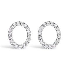 10K White Gold 1/10 Cttw Diamond Initial “A†Stud Earring