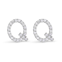 10K White Gold 1/10 Cttw Diamond Initial “A†Stud Earring