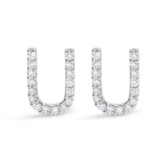 10K White Gold 1/10 Cttw Diamond Initial “A†Stud Earring