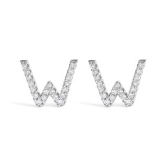 10K White Gold 1/10 Cttw Diamond Initial “A†Stud Earring