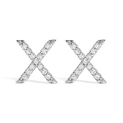 10K White Gold 1/10 Cttw Diamond Initial “A†Stud Earring