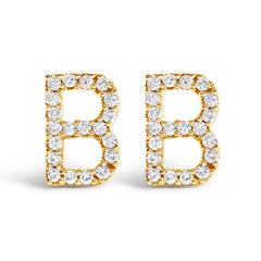 10K White Gold 1/10 Cttw Diamond Initial “A†Stud Earring