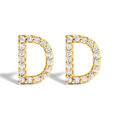 10K White Gold 1/10 Cttw Diamond Initial “A†Stud Earring