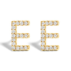 10K White Gold 1/10 Cttw Diamond Initial “A†Stud Earring