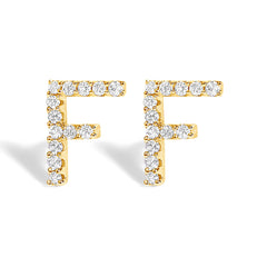 10K White Gold 1/10 Cttw Diamond Initial “A†Stud Earring