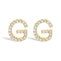 10K White Gold 1/10 Cttw Diamond Initial “A†Stud Earring