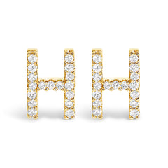 10K White Gold 1/10 Cttw Diamond Initial “A†Stud Earring