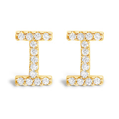 10K White Gold 1/10 Cttw Diamond Initial “A†Stud Earring