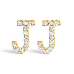 10K White Gold 1/10 Cttw Diamond Initial “A†Stud Earring