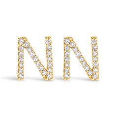 10K White Gold 1/10 Cttw Diamond Initial “A†Stud Earring