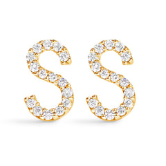 10K White Gold 1/10 Cttw Diamond Initial “A†Stud Earring