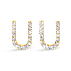 10K White Gold 1/10 Cttw Diamond Initial “A†Stud Earring