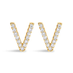 10K White Gold 1/10 Cttw Diamond Initial “A†Stud Earring