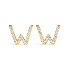10K White Gold 1/10 Cttw Diamond Initial “A†Stud Earring
