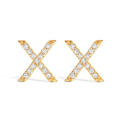 10K White Gold 1/10 Cttw Diamond Initial “A†Stud Earring