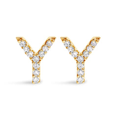 10K White Gold 1/10 Cttw Diamond Initial “A†Stud Earring