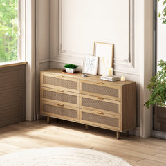 51.18' 6-Drawers Rattan Storage Cabinet