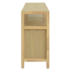 Bohemian Style Rattan Buffet Storage Cabinet with Solid Wood Frame