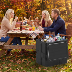 91 Qt Insulated Food Pan Carrier with Door Shafts-Black
