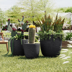 U_Style Lightweight Matte Textured MGO Flower Pot Set of 3