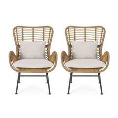 Modern Aesthetic Outdoor Rattan Accent Chair With Metal Legs
