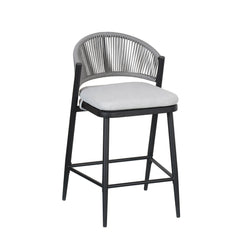 Outdoor 26' Counter Height Metal Frame Counter Stools with Scallop-shaped Backrest & Water-resistant Cushions, Set of