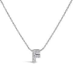 10K White Gold Diamond Accent "A" Initial Bubble Pendant Necklace