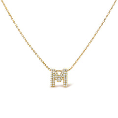 10K White Gold Diamond Accent "A" Initial Bubble Pendant Necklace