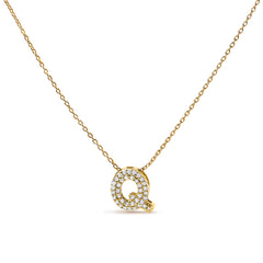 10K White Gold Diamond Accent "A" Initial Bubble Pendant Necklace