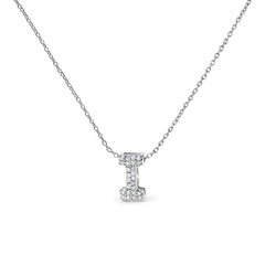 10K White Gold Diamond Accent "A" Initial Bubble Pendant Necklace
