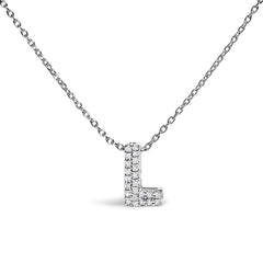 10K White Gold Diamond Accent "A" Initial Bubble Pendant Necklace