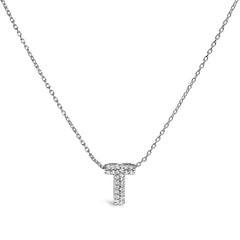 10K White Gold Diamond Accent "A" Initial Bubble Pendant Necklace