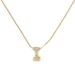 10K White Gold Diamond Accent "A" Initial Bubble Pendant Necklace