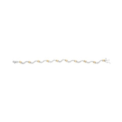 10K Two-Tone 2.00 Cttw Diamond "X" and Wave Link Bracelet (H-I Color, I1-I2 Clarity) - 7" Inches