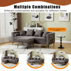 L Shaped Sectional Sofa Chenille Dark Gray