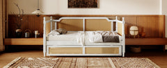 Traditional Style Rattan Twin Size Daybed with Twin Trundle