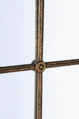 34x65.5' Arched Full-Length Mirror with Black and Gold Windowpane Design