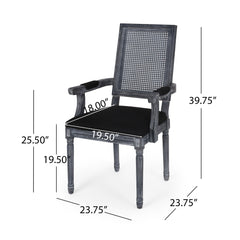 Elegant French Country Style Dining Chair With Cane Backrest