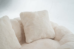 Floral-Shaped Beige Two-Seater Sofa with Ultra-Soft Faux Fur