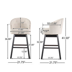 360 Degree Swivel Bar Stool With Stunning Nailhead Trim (Set of 2)