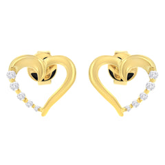 14K Yellow Gold 1/8 Cttw Diamond Journey Heart Hoop Earrings (K-L Color, I1-I2 Clarity)