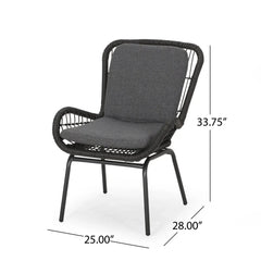 Outdoor Wicker Club Chair With Cushions (Set of 2)