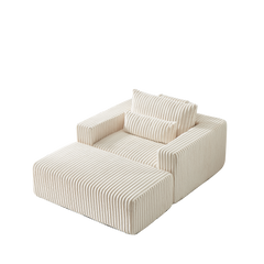 75-Inch Corduroy Sofa Lounge Chair with Removable Footrest