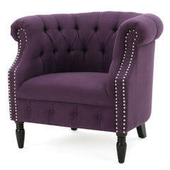 Celestialis Upholstered Club Chair with Tub Design and Rolled Recessed Armrests