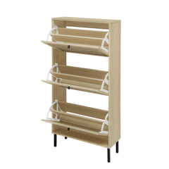 Modern Rattan 3 Door Shoe Rack Cabinet for Entryway